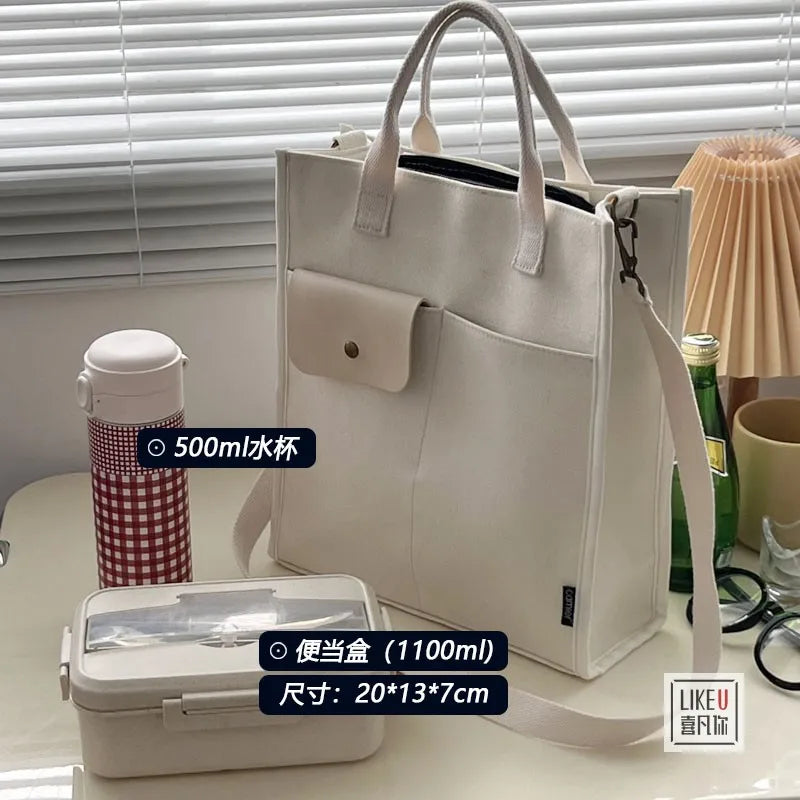 Retro Canvas Tote Book Bag Soft Messenger Shoulder Cross-body Bag