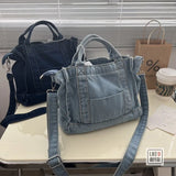 Retro Denim Jeans Embroidery Casual Tote Girl Shoulder Bags Soft
