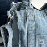 Retro Denim Jeans Embroidery Casual Tote Girl Shoulder Bags Soft