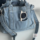 Retro Denim Jeans Embroidery Casual Tote Girl Shoulder Bags Soft