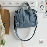 Retro Denim Jeans Embroidery Casual Tote Girl Shoulder Bags Soft