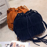 Retro Faux Suede Fringe Women Messenger Bags Tote Handbag Tassel Shoulder