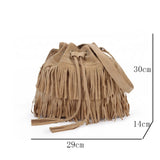 Faux Suede Fringe Women Messenger Bag Tote Handbag Tassel Shoulder Crossbody Bag