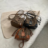 Leopard Crossbody Bag Women Bucket Handbag Multi-function Shoulder Bags