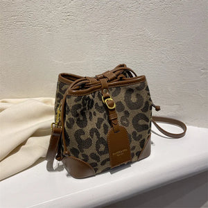 Leopard Crossbody Bag Women Bucket Handbag Multi-function Shoulder Bags