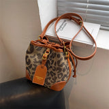 Leopard Crossbody Bag Women Bucket Handbag Multi-function Shoulder Bags