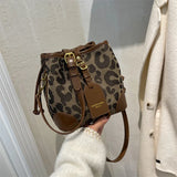 Leopard Crossbody Bag Women Bucket Handbag Multi-function Shoulder Bags