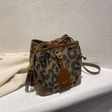 Leopard Crossbody Bag Women Bucket Handbag Multi-function Shoulder Bags