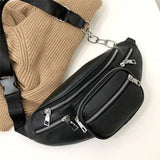 Retro PU Leather Waist Bag Fanny Pack Cell Phone Holder Belt Purse Wallet