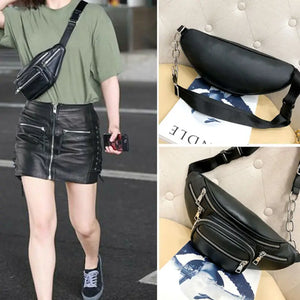 Retro PU Leather Waist Bag Fanny Pack Cell Phone Holder Belt Purse Wallet