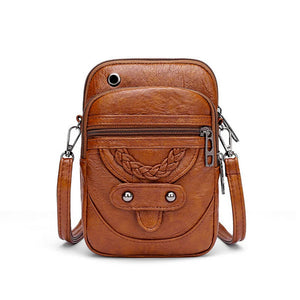 Retro Messenger Bag Ladies Handbag Shoulder Bag Mobile Wallet PU Material