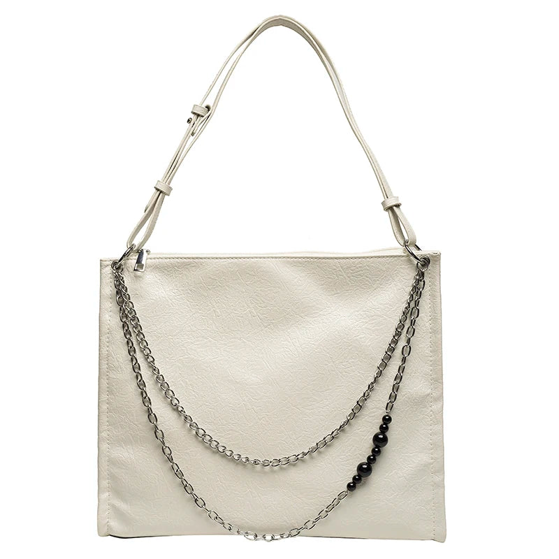 Stylish Retro Shoulder Bag Chain Women Soft Leather Hobo Handbag