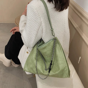 Stylish Retro Shoulder Bag Chain Women Soft Leather Hobo Handbag