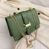 Retro Small Shoulder Bag Solid Stone Pattern Chain Casual Messenger Bag