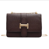 Retro Small Shoulder Bag Solid Stone Pattern Chain Casual Messenger Bag