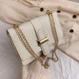Retro Small Shoulder Bag Solid Stone Pattern Chain Casual Messenger Bag