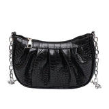 Retro Solid Crossbody Bag Women Pleated PU Dumpling Bag