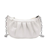 Retro Solid Crossbody Bag Women Pleated PU Dumpling Bag