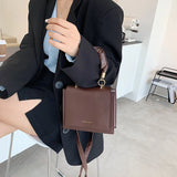 Retro Square Shoulder Hand Bag PU Leather Small Top-Handle Bag Women Crossbody