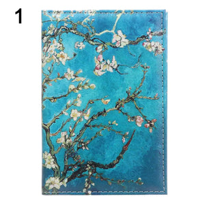 Retro Starry Sky Flowers Passport Cover PU Leather Waterproof Travel Holder