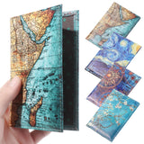 Retro Starry Sky Flowers Passport Cover PU Leather Waterproof Travel Holder