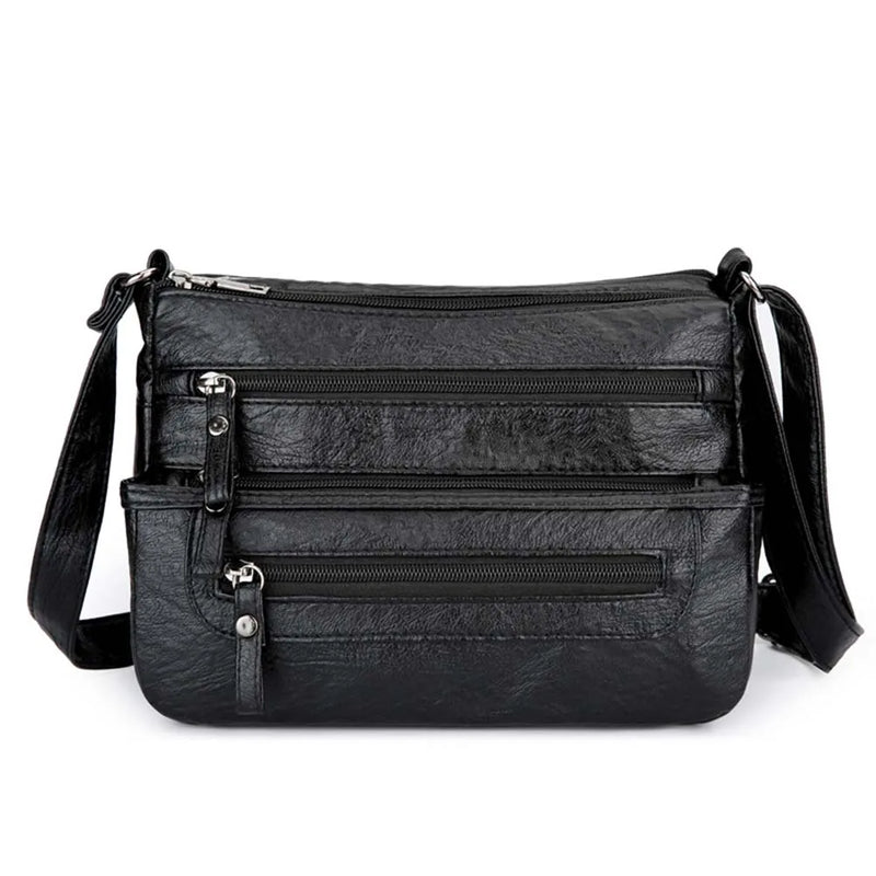 Retro Multi-pocket Shoulder Bag Soft Leather Mother Messenger Bag