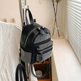 Rhinestone Backpack Women Crystal PU Small Travel Shoulder School Bags