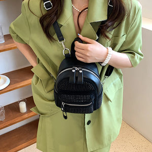 Rhinestone Backpack Women Crystal PU Small Travel Shoulder School Bags