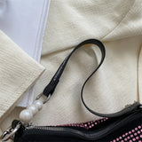 Rhinestone Bling Crystals Shoulder Bag Gradient Diamond PU Leather Totes