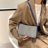 Rhinestone Crossbody Bag PU Leather Chain Clutch Shoulder Pouch