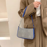 Rhinestone Crossbody Bag PU Leather Chain Clutch Shoulder Pouch