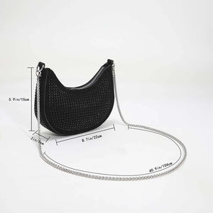 Rhinestone Crossbody Bags Small PU Leather Shoulder Bags for Women Zipper Handba