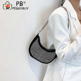 Rhinestone Crossbody Bags Small PU Leather Shoulder Bags for Women Zipper Handba