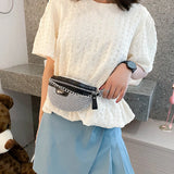 Rhinestone Fanny Chest Pack Women Chain Zipper Waist Phone Belt Pouch