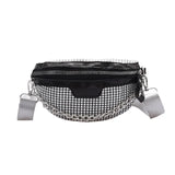 Rhinestone Fanny Chest Pack For Women Chain Zipper Waist Phone Belt Pouch