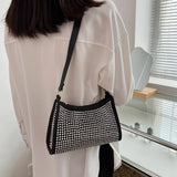 Rhinestone Handbag Women Shoulder Underarm Bag Purse PU Leather Diamond Evening