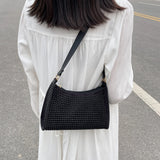 Rhinestone Handbag Women Shoulder Underarm Bag Purse PU Leather Diamond Evening
