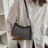 Rhinestone Handbag Women Shoulder Underarm Bag Purse PU Leather Diamond Evening