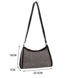 Rhinestone Handbag Women Shoulder Underarm Bag Purse PU Leather Diamond Evening