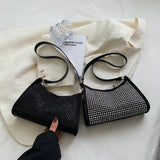 Rhinestone Handbag Women Shoulder Underarm Bag Purse PU Leather Diamond Evening