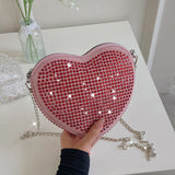 Rhinestone Shoulder Bag PU Chain Small Phone Purse Handbags