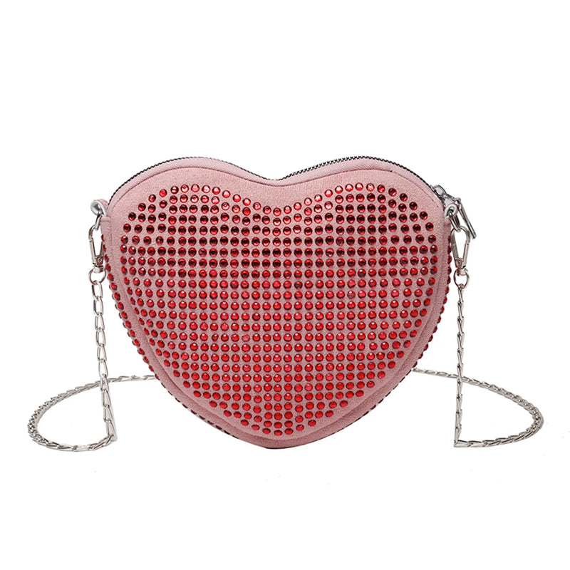 Rhinestone Shoulder Bag PU Chain Small Phone Purse Handbags
