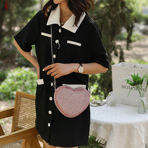 Rhinestone Shoulder Bag PU Chain Small Phone Purse Handbags