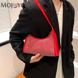 Suede Shoulder Bag Rhinestone Purse Business Tote Handbag