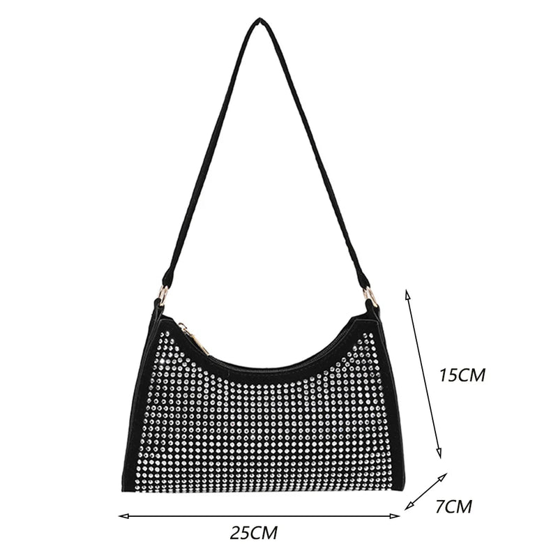 Suede Shoulder Bag Rhinestone Purse Business Tote Handbag