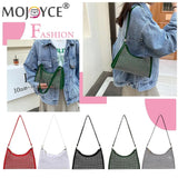 Suede Shoulder Bag Rhinestone Purse Business Tote Handbag