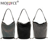 Rhinestone Shoulder Messenger Bag Diamond PU Leather Bucket Totes Women Birthday