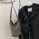 Rhinestone Shoulder Messenger Bag Diamond PU Leather Bucket Totes Women Birthday