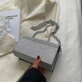 Rhinestone Shoulder Messenger Bag Chain Portable Small Square Crossbody Handbags