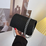 Rhinestone Shoulder Messenger Bag Chain Portable Small Square Crossbody Handbags
